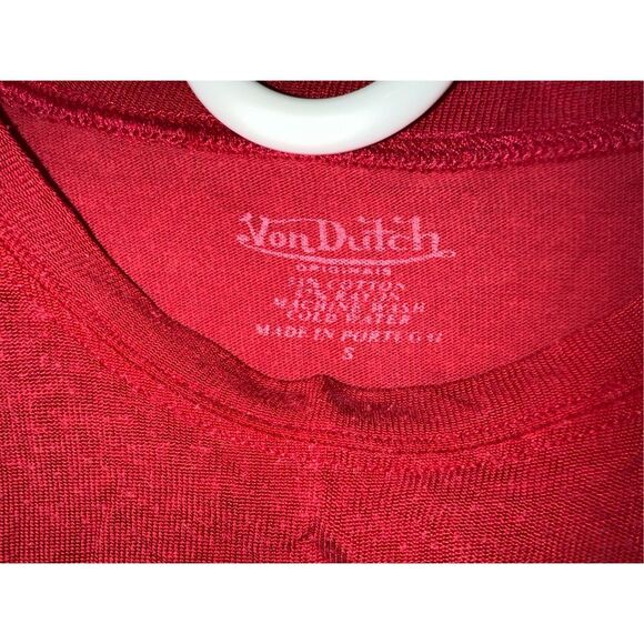 Von Dutch Long Sleeve Shirt Red Women’s Small - Picture 3 of 4